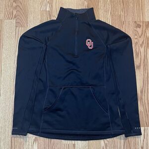 Women Small Old Navy Active Go Dry Pullover 1/4 Zip Black With OU Sooners Patch